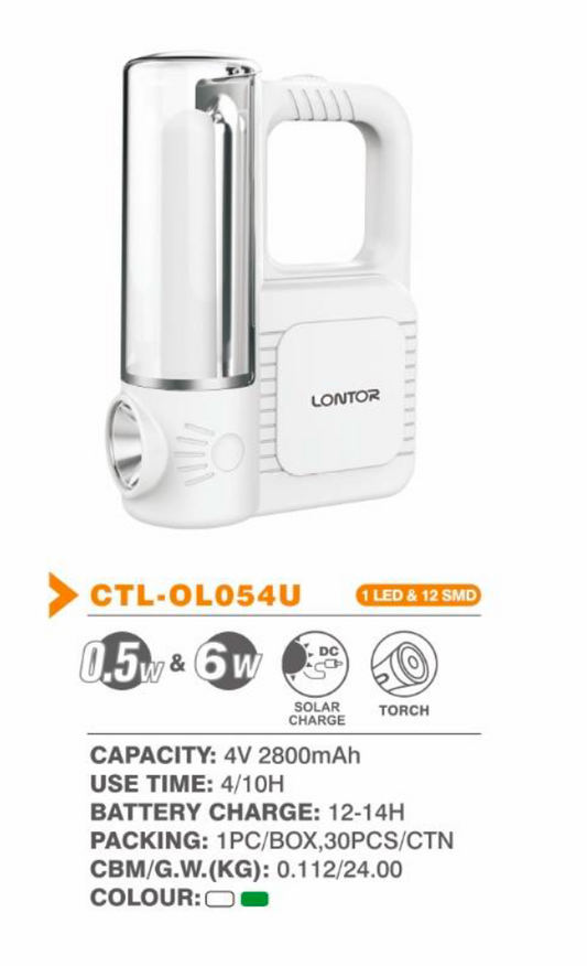 0.5W & 6W Rechargeable LED Outdoor Light & Torch - Lontor