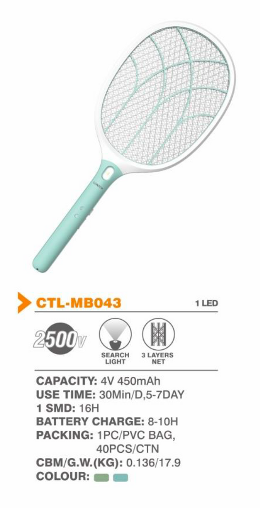 Rechargeable & Replaceable Battery Powered Electric Swatter - Lontor