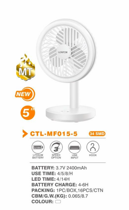 5" Desk Fan With LED - Lontor