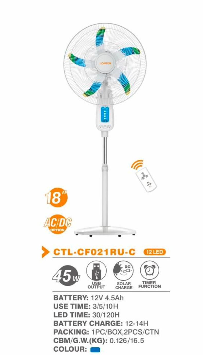 18" 45W Tall Standing Fan