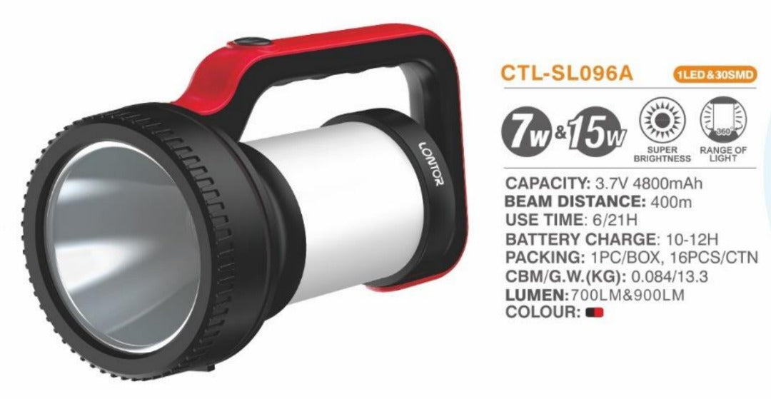 7W & 15W Rechargeable Torch & Lamp